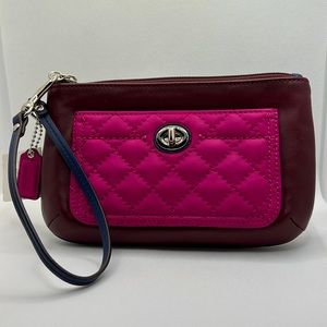 NWT Coach SV/Burgandy Multi wristlet SVBG2